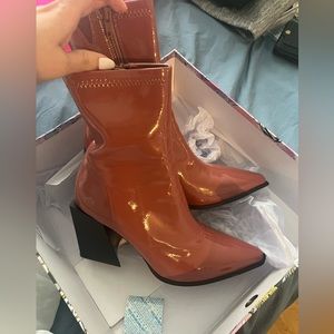 Jeffrey Campbell Lasiren Bootie In Dark Rose Patent